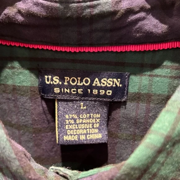 U.S. Polo Assn. Black Watch Button-Down Shirt - Navy and Green - Picture 2 of 7